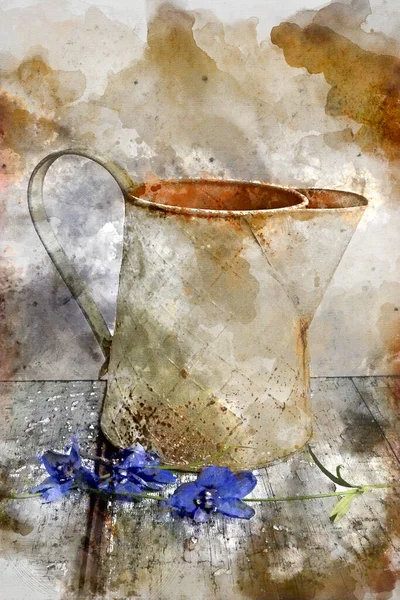 Aquarelle Numérique Beau Look Vintage Appliqué Fleur Romantique Jardin Paraphenalia — Photo