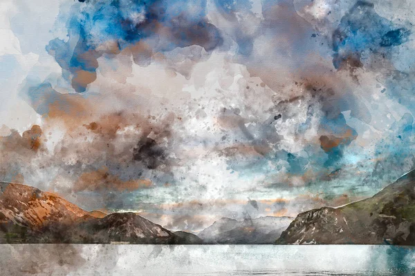 Aquarelle Numérique Wonderful Image Paysage Regardant Travers Eau Ennerdale Dans — Photo