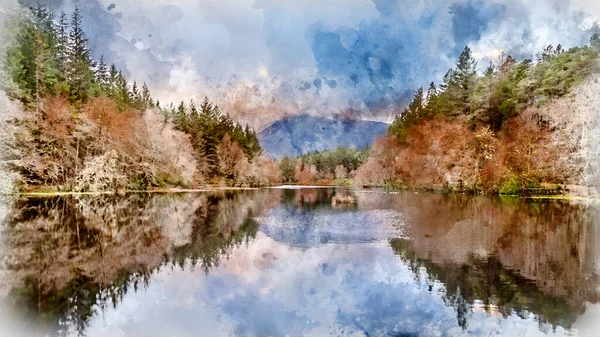Prachtig Landschapsbeeld Van Glencoe Lochan Met Pap Van Glencoe Verte — Stockfoto