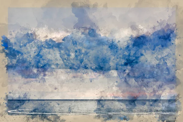 デジタル水彩画 デヴォン イングランドのハートランド キーからの美しい風景画 — ストック写真