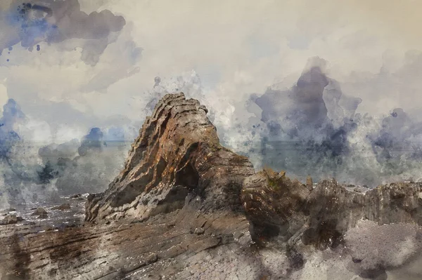 Ngiltere Devonian Jeolojik Oluşumu Üzerine Blackchurch Kayası Nın Sersemletici Hava — Stok fotoğraf