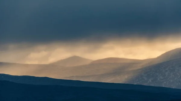 Splendida Immagine Del Paesaggio Invernale Lungo Rannoch Moor Durante Forti — Foto Stock