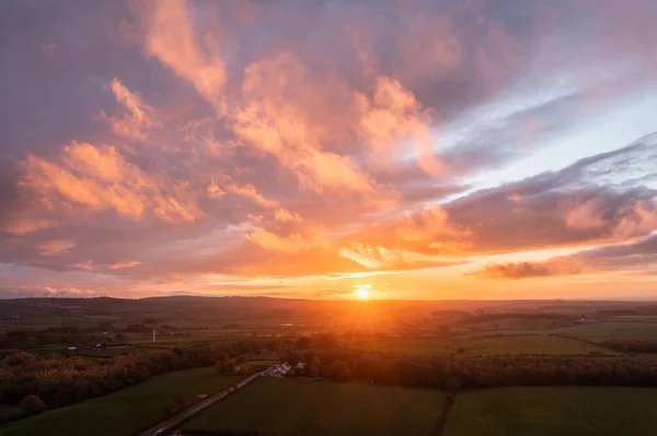 Absolutamente Deslumbrante Paisagem Aérea Drone Pôr Sol Imagem Lago Daistrict — Fotografia de Stock