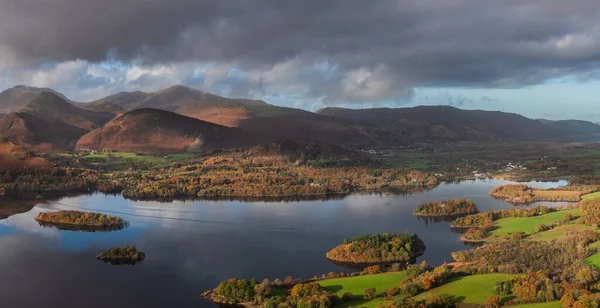 Epic Landscape Autumn Image View Walla Crag Lake District Derwentwater — Stock Photo, Image