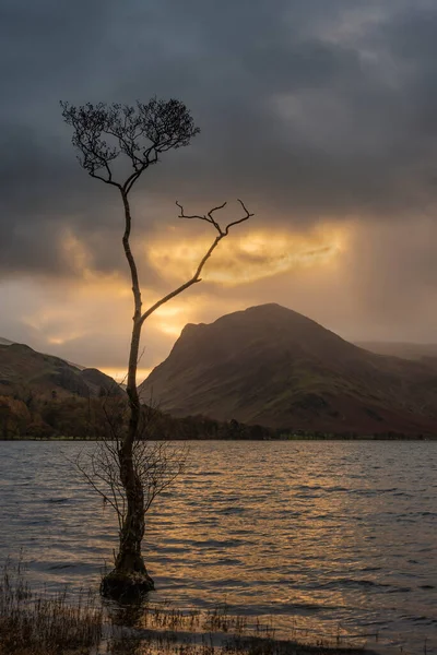 Superbe Image Paysage Lever Soleil Automne Buttermere Dans Lake District — Photo