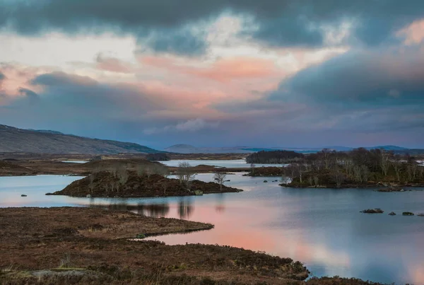 Mooie Kleurrijke Winter Zonsopgang Landschap Beeld Rannoch Moor Schotse Hooglanden — Stockfoto