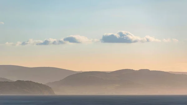 Mooi Landschap Beeld Van Pastel Kleur Zonsondergang Boven Oceaan Geven — Stockfoto