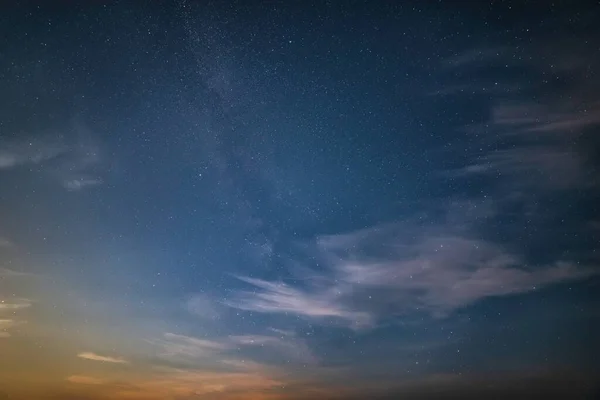 Beautiful Noctilucent Cloud Formations Night Sky Milky Way Background — Fotografia de Stock