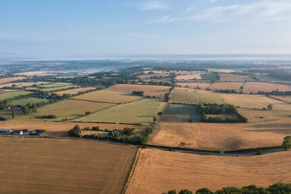 Stunning Aerial Drone Landscape Image South Downs English Countryside Summer — Zdjęcie stockowe