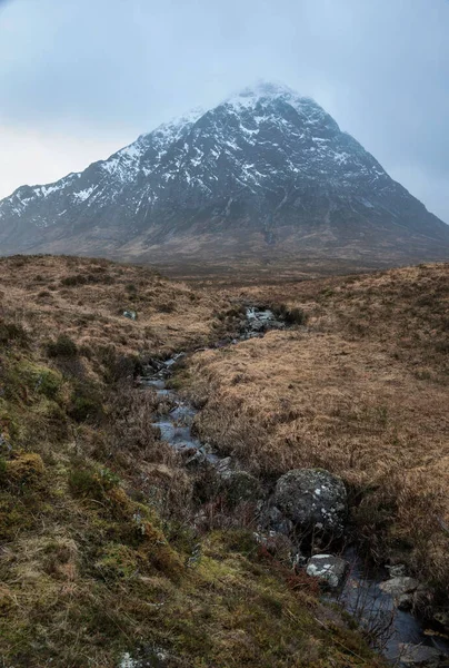 Hermoso Paisaje Retrato Invierno Stob Dearg Buachaille Etive Mor Montaña — Foto de Stock