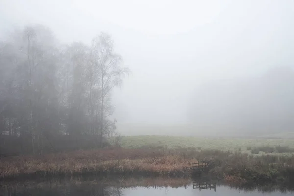 Epische Herfst Landschap Beeld Van Rivier Brathay Lake District Lookng — Stockfoto