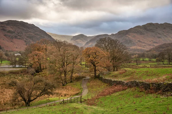 Fantastisk Höst Landskap Bild Mot Borrowdale Valley Från Castle Crag — Stockfoto