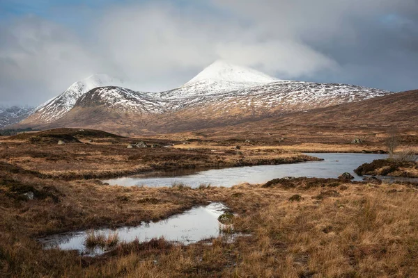 Impresionante Imagen Paisaje Panorámico Invierno Cordillera Vista Desde Lago Las —  Fotos de Stock