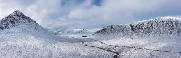 Impresionante Imagen Panorámica Del Paisaje Del Dron Aéreo Stob Dearg — Foto de Stock