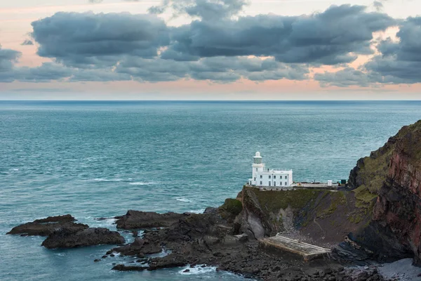 Bela Imagem Paisagem Nascer Sol Costa Devon Inglaterra Com Deslumbrante — Fotografia de Stock