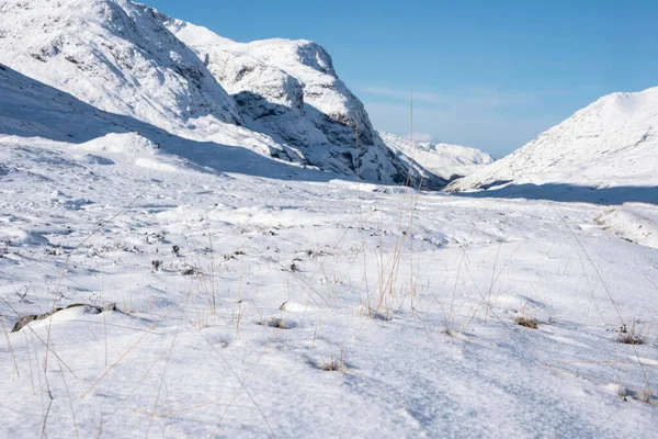 Beautiful Winter Landscape Blue Sky Image View Glencoe Rannoch Moor — Stock Photo, Image