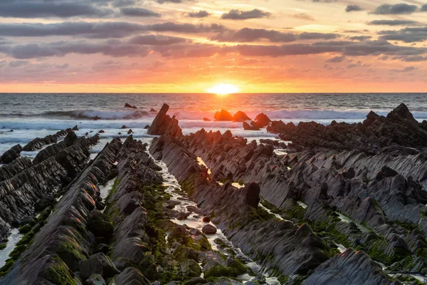 Superbe Image Paysage Coucher Soleil Welcome Mouth Beach Dans Devon — Photo