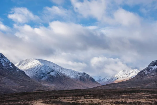 Superbe Belle Image Paysage Hivernal Vallée Perdue Écosse Avec Buachaile — Photo