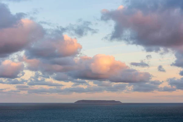 Stunning Sunrise Clouds Formations Colour Lundy Island Devonshire Coast England — Stock Photo, Image