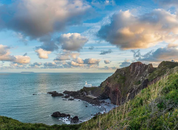 Bela Imagem Paisagem Nascer Sol Costa Devon Inglaterra Com Deslumbrante — Fotografia de Stock