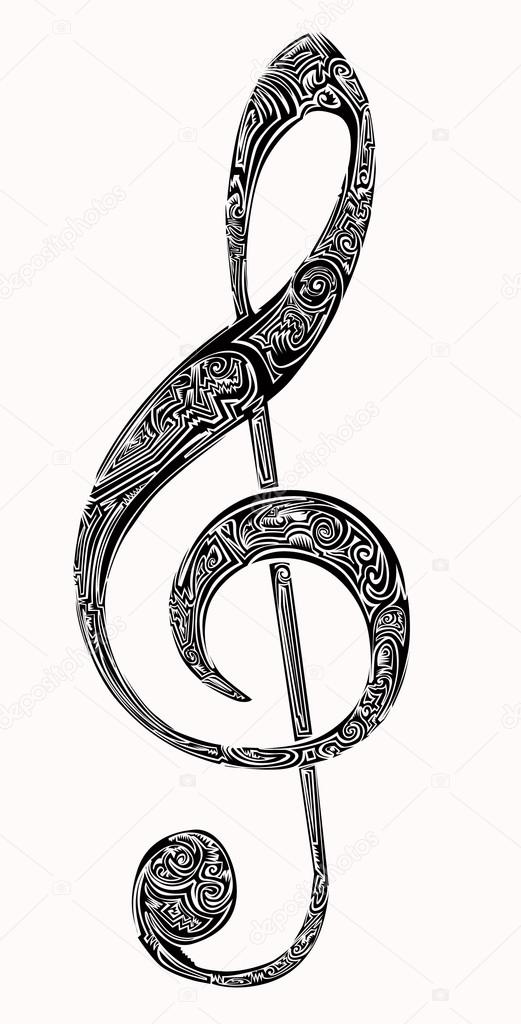 violin key tattoo