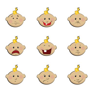 bebek yüz karakter. yüz ifadeleri, duygu koleksiyonu