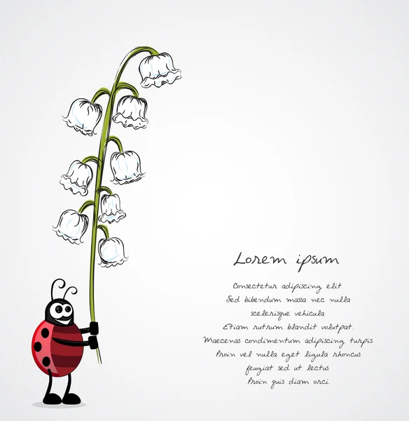 Lieveheersbeestje met bloem — Stockvector