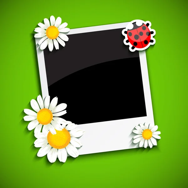 Marco de fotos con flores — Vector de stock