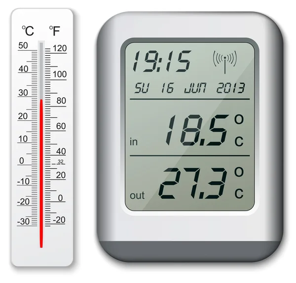 Thermomètre normal et numérique — Image vectorielle