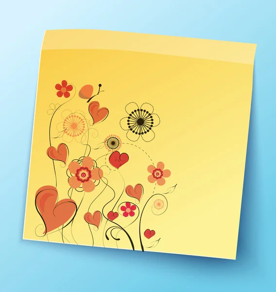 Stick note avec des fleurs abstraites — Image vectorielle