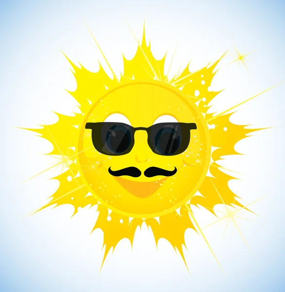 Sol de dibujos animados en gafas de sol — Vector de stock