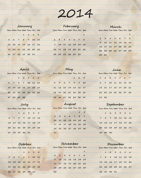 Papierkalender 2014 — Stockvektor