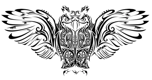 Tatouage hibou — Image vectorielle