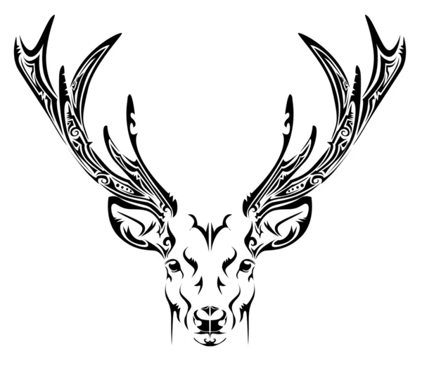 Abstract deer head tribal tattoo — Stock Vector