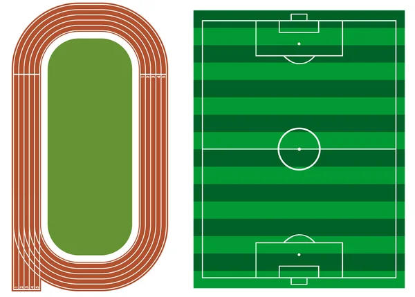 Atletismo pista con campo de fútbol — Vector de stock