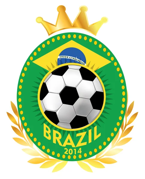 Футбольный мяч на бразильском флаге — стоковый вектор
