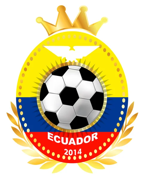 Ballon de football sur le drapeau équatorien — Image vectorielle