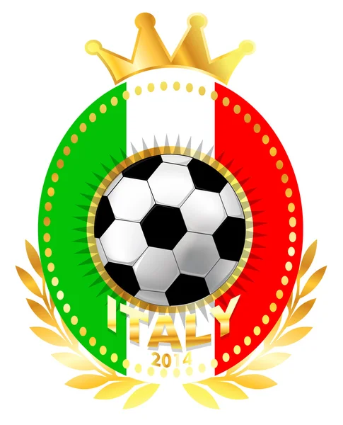 Balón de fútbol en la bandera de Italia — Vector de stock