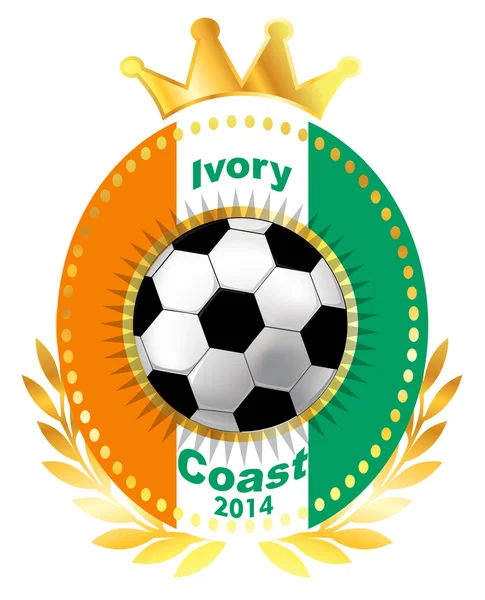 Ballon de football sur le drapeau de la Côte d'Ivoire — Image vectorielle