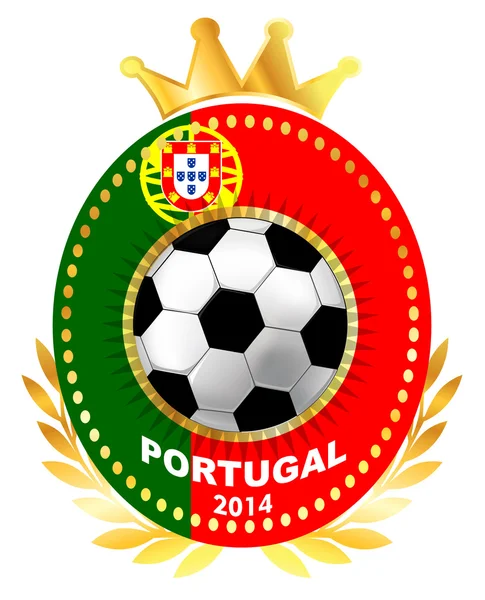 Pallone da calcio sulla bandiera portoghese — Vettoriale Stock