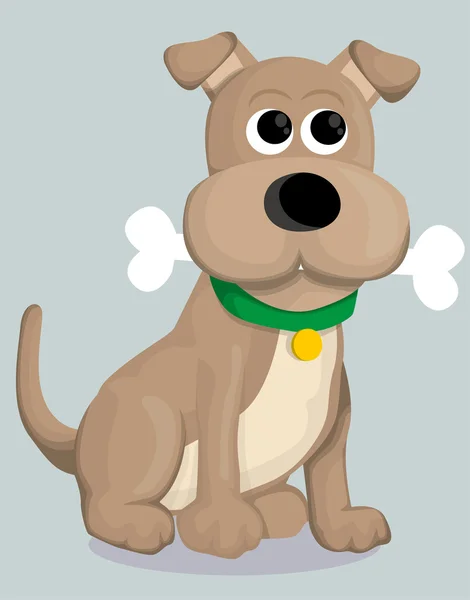 Carino cane dei cartoni animati con osso — Vettoriale Stock