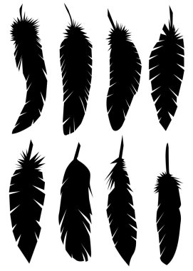 Feathers silhouettes clipart