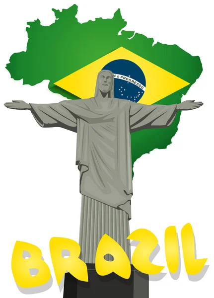 Brasile vettore con Cristo la statua del redentore — Vettoriale Stock