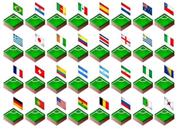 Bandeiras de canto para torneio de futebol 2014 — Vetor de Stock