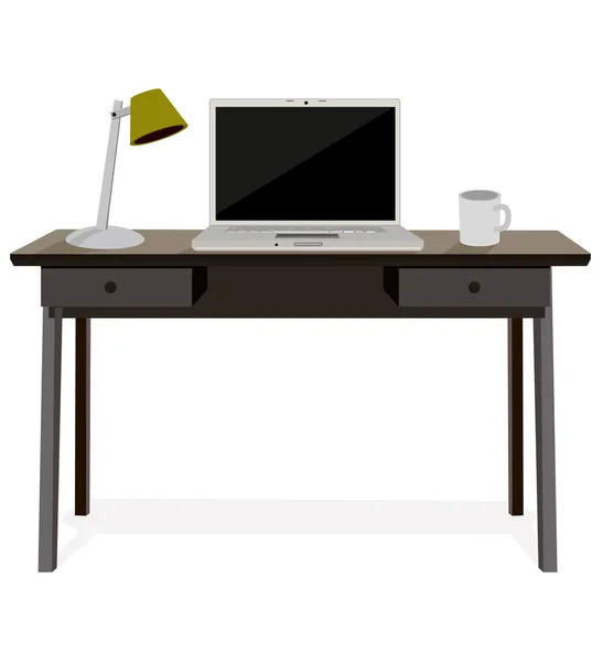 Schreibtisch mit Laptop — Stockvektor