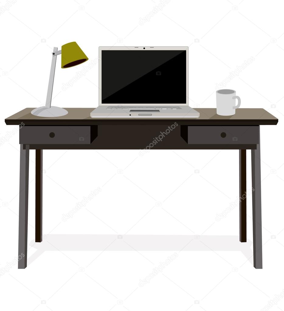 Desk with laptop