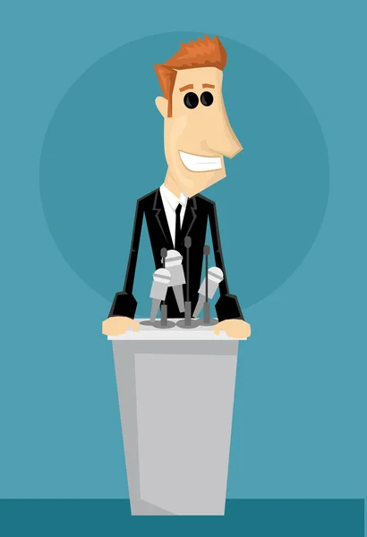 Cartoon office worker in a podium — Stock Vector