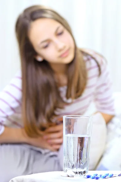 The girl's stomach ache — Stock Photo, Image