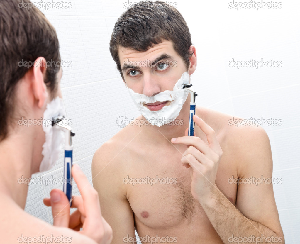Man shaves
