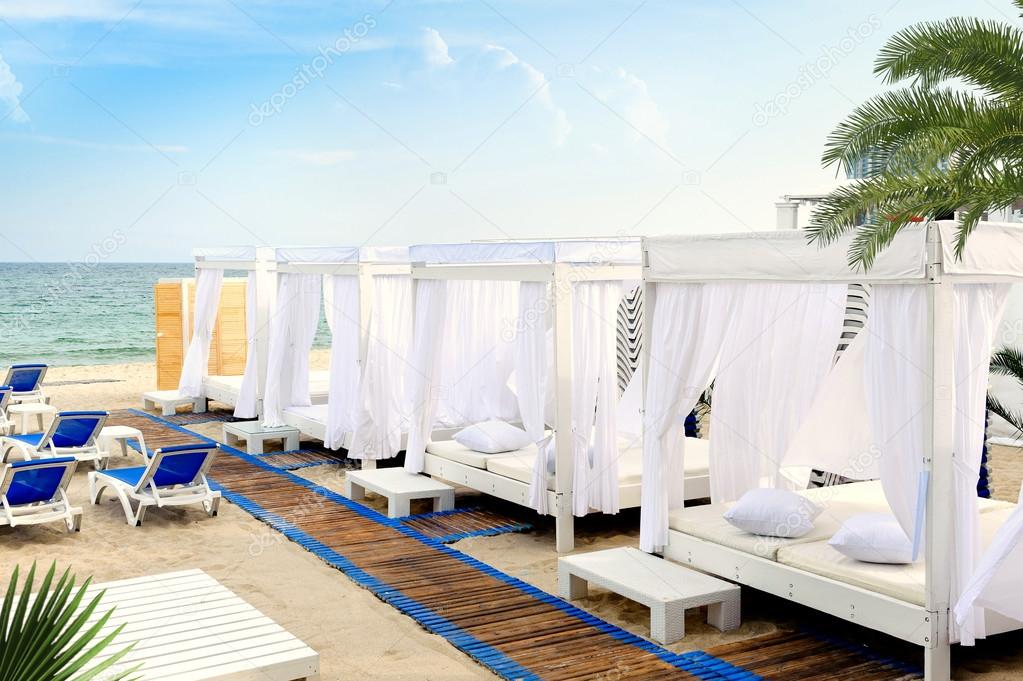 Canopy bed in beach Stock Photo by ©RasulovS 45972677